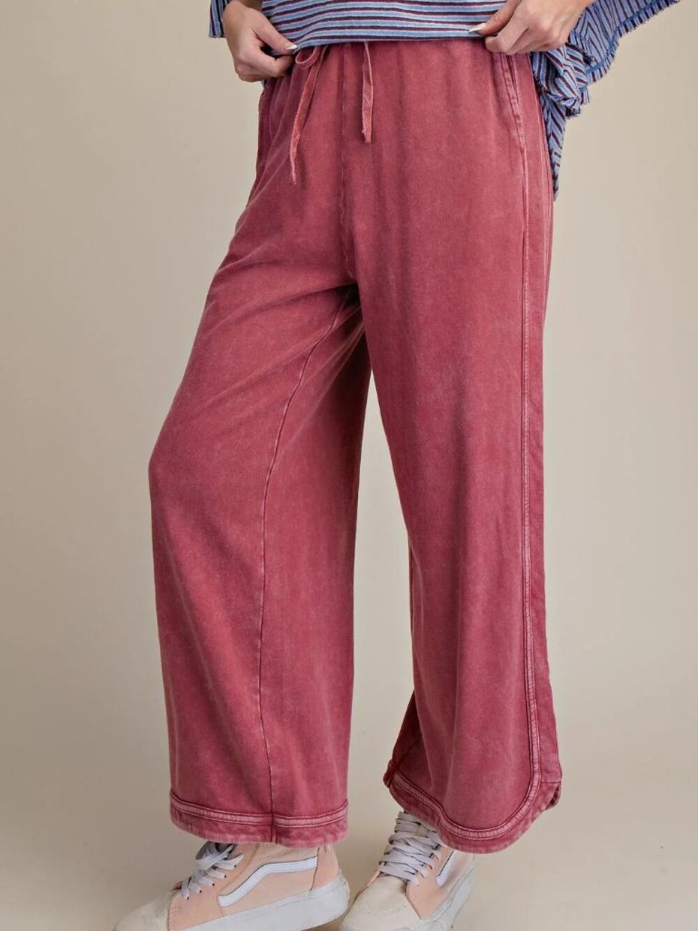 Three Bird Nest Mineral Wash Terry Knit Wide Leg Pants• XL - Picture 4 of 11